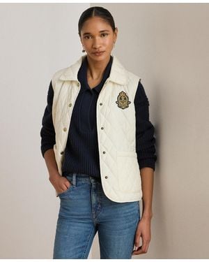 Ralph Lauren Crest Patch Diamond Quilted Vest - Black