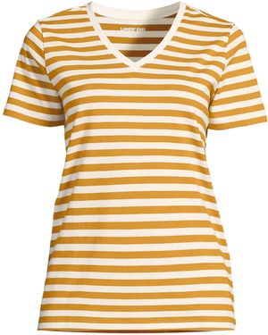 Lands' End Plus Size Relaxed Supima Cotton V-neck T-shirt - Yellow
