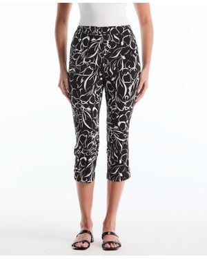 Rafaella Petite Hibiscus Print Capri Pants - Black