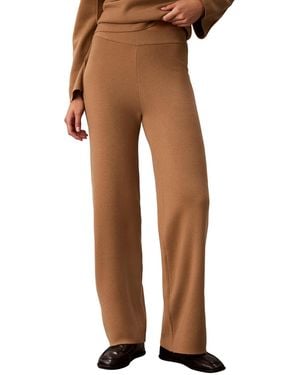 Calvin Klein Pull-on High-rise Wide-leg Sweater Pants - Natural