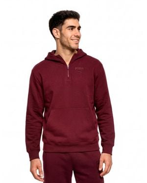 PUMA Flocked Logo Half-zip Hoodie - Red