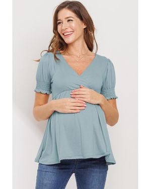 Hello Miss Maternity Wrap Nursing Top - Gray
