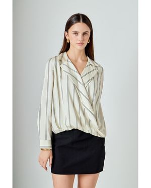 Endless Rose Striped Wrap Blouse - White