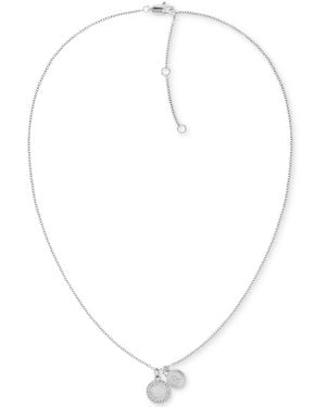Tommy Hilfiger Gold-tone Circle Crystal Pendant Necklace - White