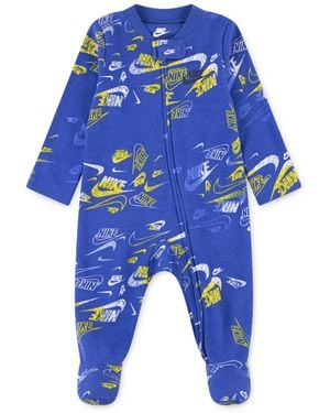 Nike Baby Girls Or Boys Printed Footed Coverall - Blue
