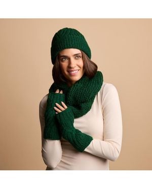 feel good S Artisan Hand-knit Vienna Winter Wool Half Mitten - Green