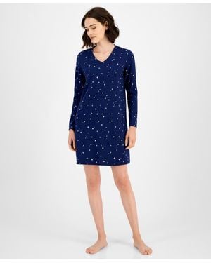 Charter Club Printed Jersey Sleepshirt - Blue