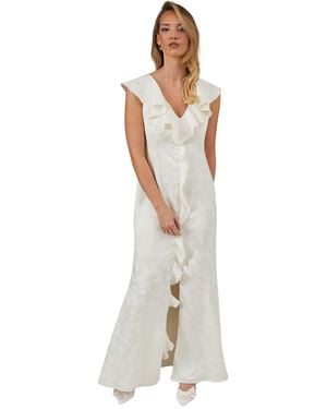 Oasis Satin Jacquard V-neck Bridesmaid Dress - White
