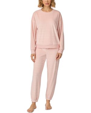DKNY Plush-knit Long-sleeve Top And jogger Pants - Pink