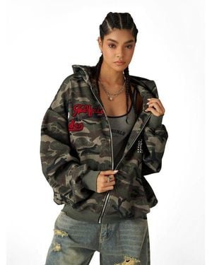 AELFRIC EDEN Camo Zip Up Hoodie - Black