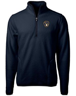 Cutter & Buck Milwaukee Brewers Cascade Eco Sherpa Fleece Quarter-zip Pullover Jacket - Blue