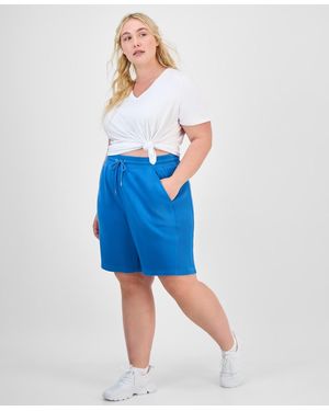 ID Ideology Plus Size Cotton-blend Pull-on Bermuda Shorts - Blue