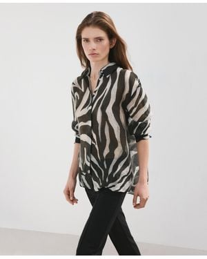 Mango Lyocell Printed Shirt - Black
