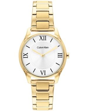 Calvin Klein Sculpted Essentials Quartz Gold-tone Stainless Steel Bracelet Watch 28mm - Metallic