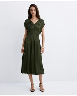 Mango Gathered Midi-dress - Green