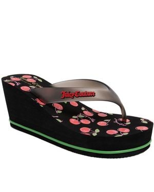 Juicy Couture Platform Thong Wedge Sandals - Black