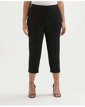 Rafaella Plus Size Satin Mid Rise Twill Capri Pants - Black