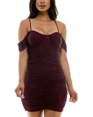 Emerald Sundae Crystal-embellished Off-the-shoulder Dress - Red