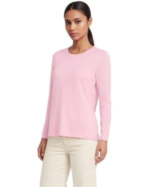 Lands' End Tall Relaxed Supima Cotton Long Sleeve Crew Neck T-shirt - Pink