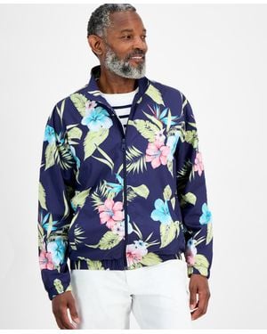 Club Room Hibiscus Floral Lightweight Jacket - Blue