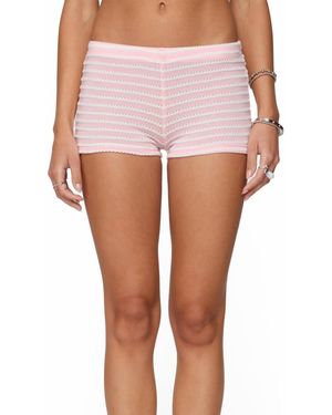 Edikted Lovina Textured Striped Micro Shorts - Pink