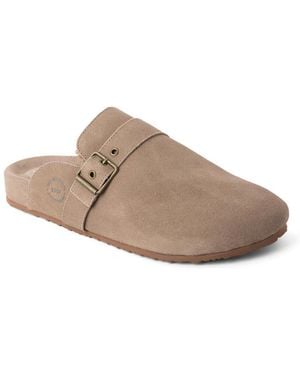 Dearfoams Finn Genuine Suede Scuff Slippers - Brown