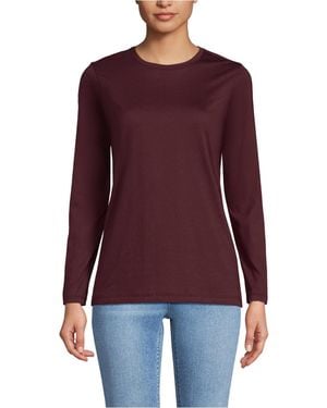 Lands' End Relaxed Supima Cotton Long Sleeve Crew Neck T-shirt - Red
