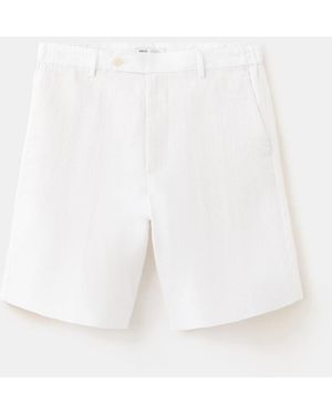 Mango Linen 8.54" Bermuda Shorts - White