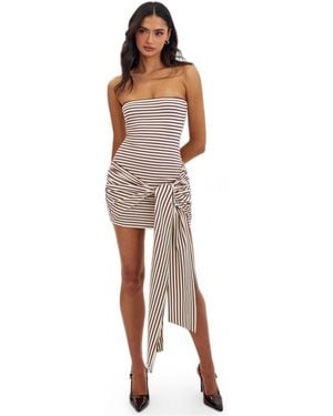 Miss Circle Tommie Ivory And Burgundy Lyocell Jersey Tie Strap Mini Dress - Multicolor