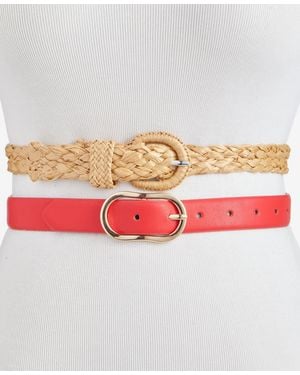 On 34th 2-pc. Seasonal Braid And Pant Belt Set - Red