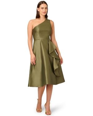 Adrianna Papell One-shoulder Fit & Flare Midi Dress - Green