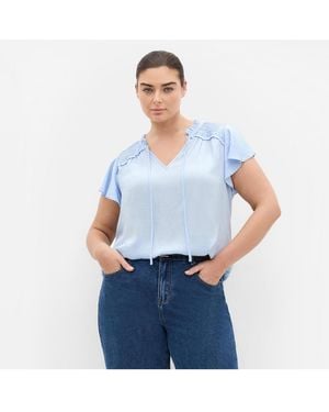 City Chic Plus Size Drama Queen Short Sleeve Shirt - White