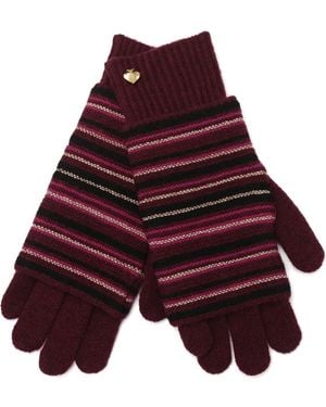 Kate Spade Garter Stitch Stripe Gloves - Red