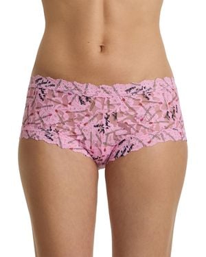 Hanky Panky Printed Signature Lace Boyshort - Pink