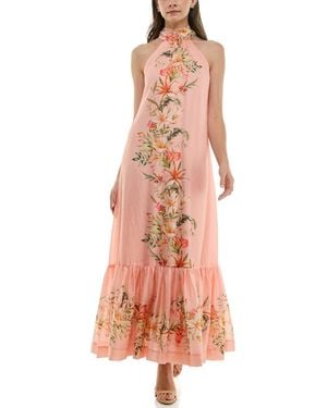 Taylor Floral Halter Neck A-line Dress - Pink