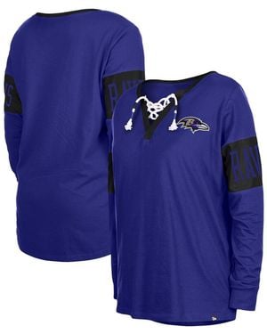 KTZ Black Baltimore Ravens Lace-up Notch Neck Long Sleeve T-shirt - Blue