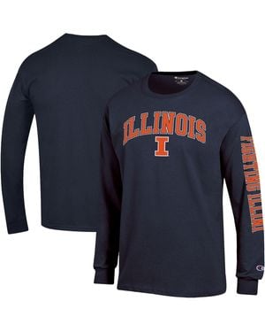 Champion Illinois Fighting Illini Arch Over Logo 2-hit Long Sleeve T-shirt - Blue