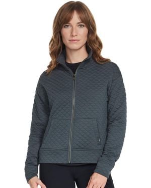 Skechers Go Walk Diamond Quilted Full-zip Mock-neck Jacket - Blue