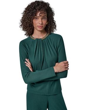 Donna Karan Necklace Detail Long-raglan Sleeves Keyhole Cutout Pullover - Green