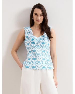 Phase Eight Rhona Linen Blouse - Blue