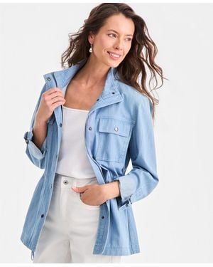 Style & Co. Cotton Chambray Utility Jacket - Blue