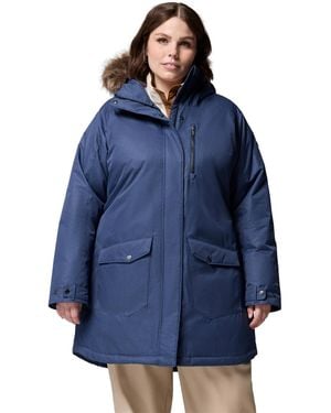 Columbia Plus Size Suttle Mountain Hooded Faux-fur-trim Long Insulated Coat - Blue
