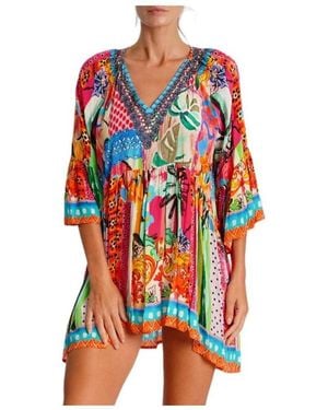 La Moda Clothing Multicolor Mini Dress - Red