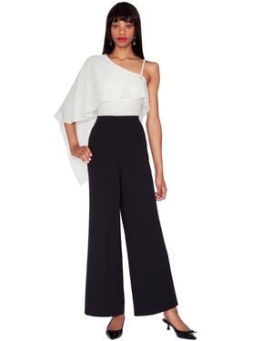 White Tie By Shani One-shoulder Cape Jumpsuit - Blue
