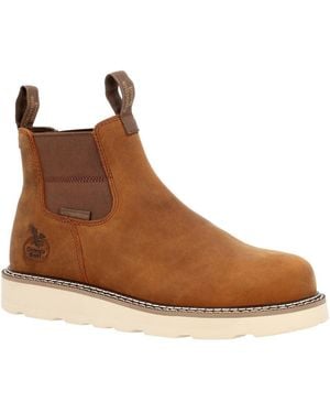 Georgia Boot Core 37 Wedge Waterproof Chelsea Work Boot - Brown