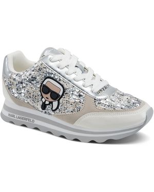 KARL LAGERFELD Meade Lace Up Sneaker With Karl Head - Gray