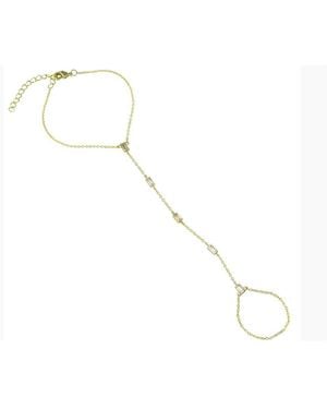 Etoile Hand Chain Yellow Tone Baguette Cubic Zirconia Accents - Metallic