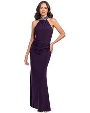 Betsy & Adam Halter Neck Stud Jersey Dress - Purple