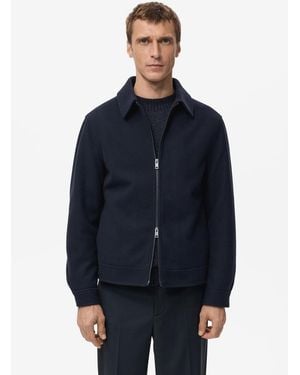 Mango Regular Fit Zip-up Jacket - Blue