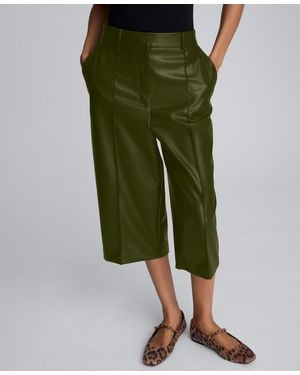 Kenneth Cole Faux Leather High Rise Pintuck Culotte - Black